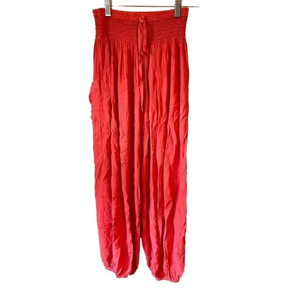 Shu-Shi Casual Pull on Beach Summer Pink pants women size M Pockets - Picture 1 of 7